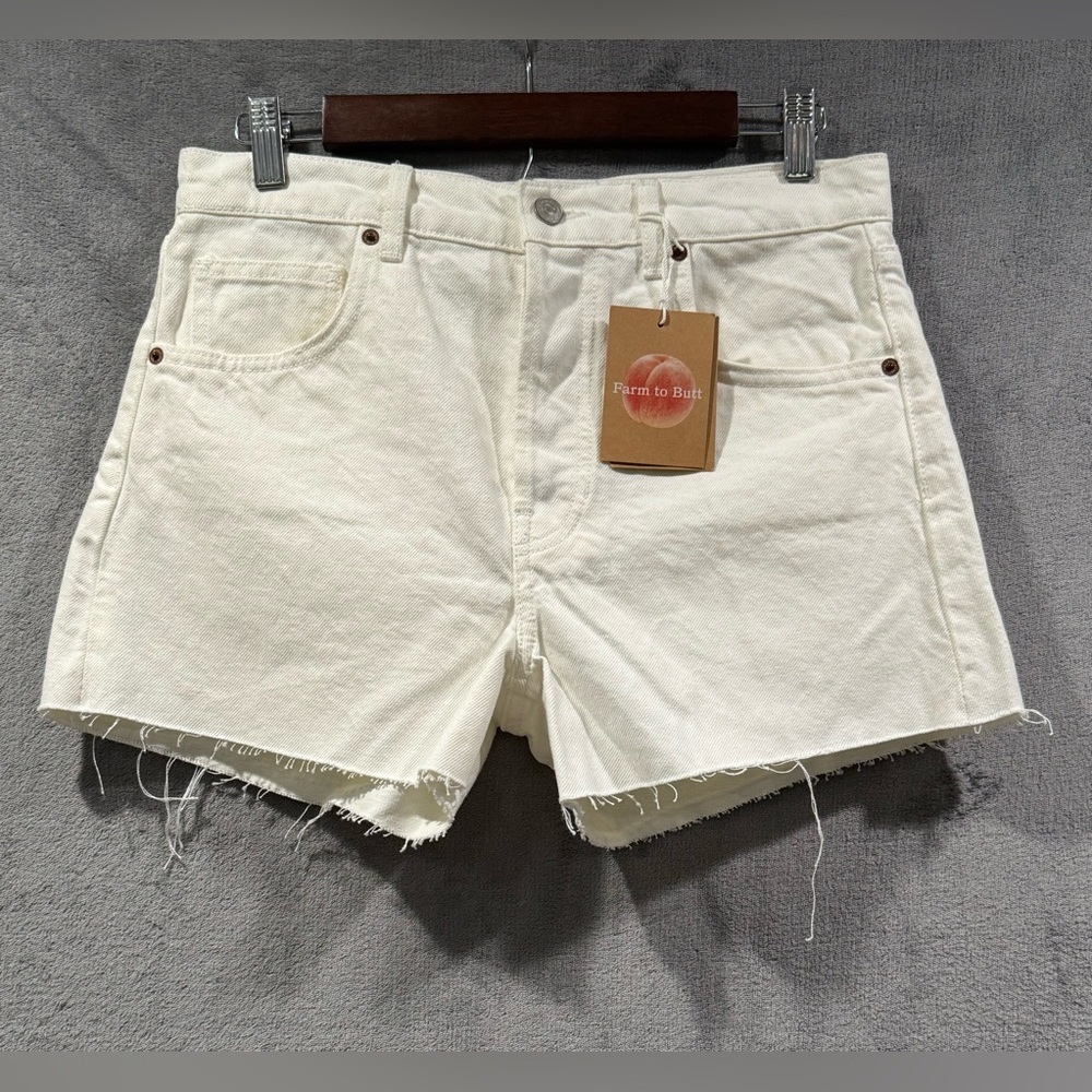 Reformation Charlie High Rise Jean Short Women's Size 28 White Cut Off Denim NWT